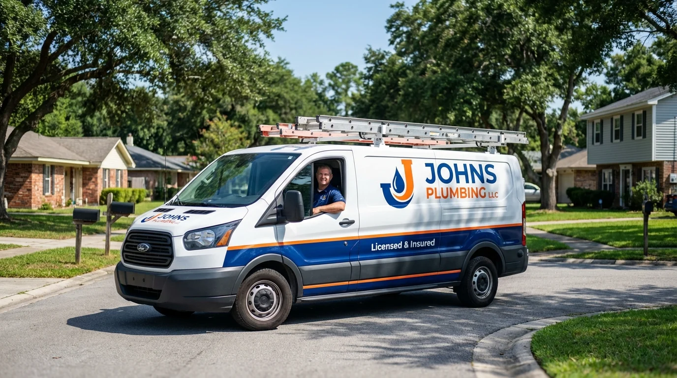 Johns Plumbing LLC service van in Jonesborough, TN