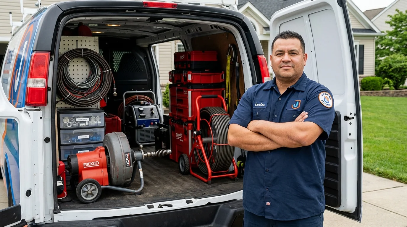 Professional drain cleaning equipment and Johns Plumbing LLC plumber in Jonesborough