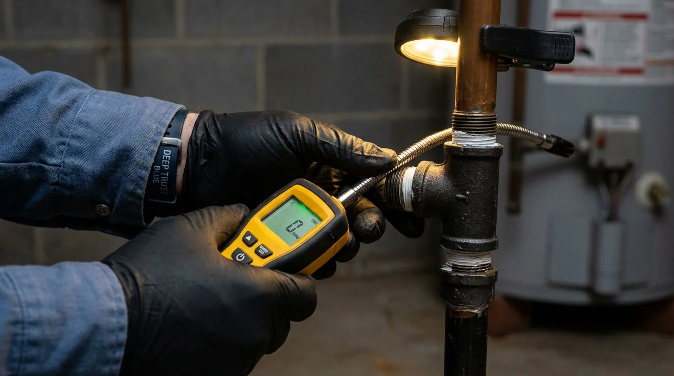 Gas leak detection with electronic sniffer by Johns Plumbing LLC in Jonesborough