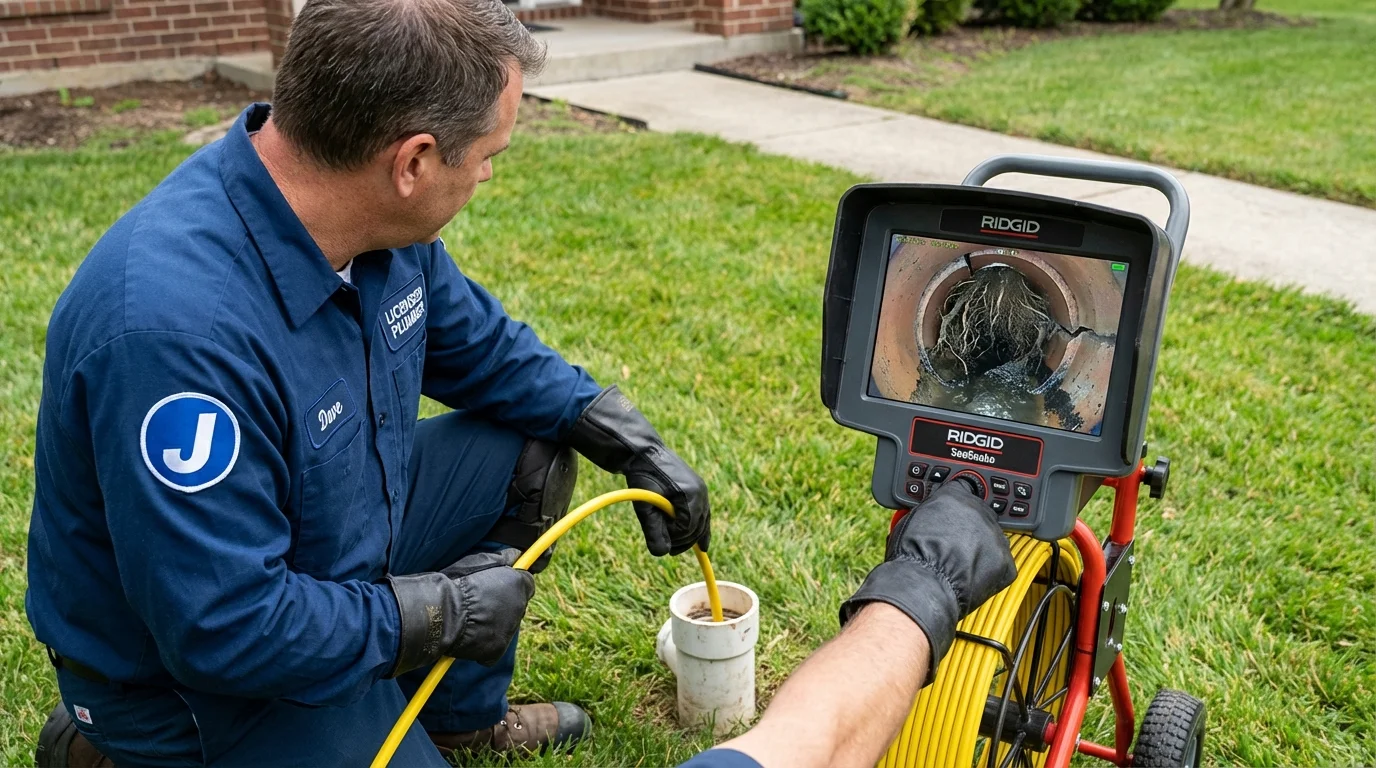 Sewer camera inspection being performed by Johns Plumbing LLC in Jonesborough